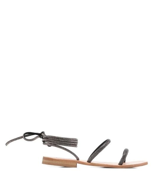 Mc2 Saint Barth White Round-Toe Wrap Flat Sandals