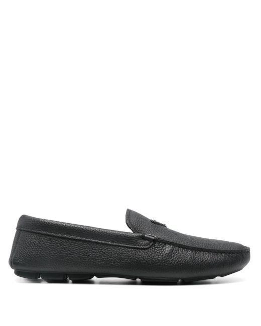 Prada Black Triangle Logo Loafers for men