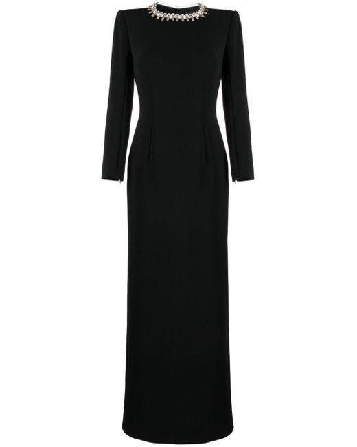 Robe longue Thetis à ornements en cristal Jenny Packham en coloris Black