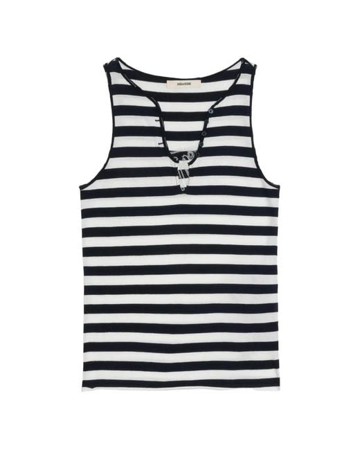 Zadig & Voltaire Black Striped Tank Top