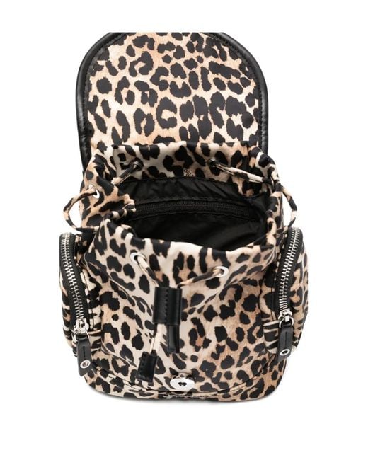 Ganni Black Mini Leopard-print Backpack