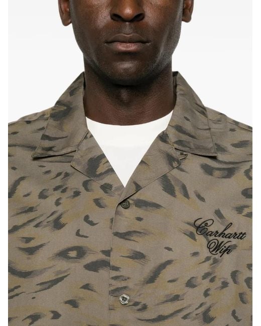 Carhartt Gray Travon Embroidered-Logo Shirt for men
