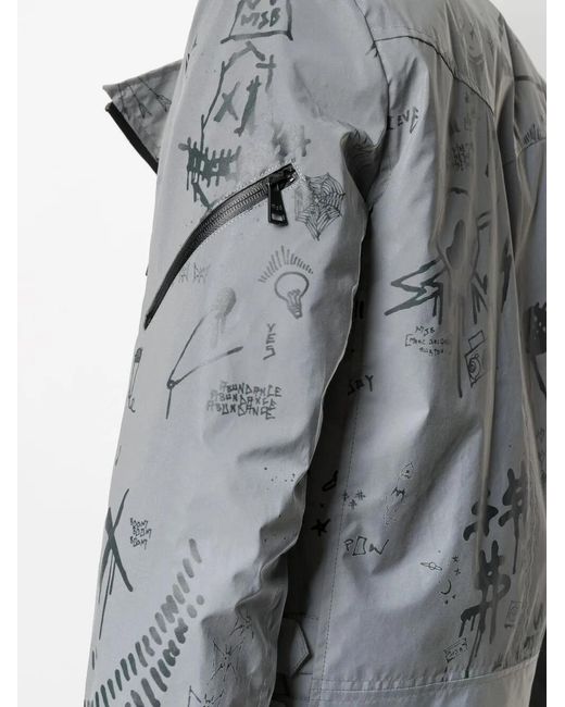 MJB Gray Graffiti-Print Biker Jacket for men