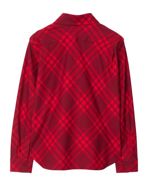 Burberry Red Check-Pattern Cotton Shirt