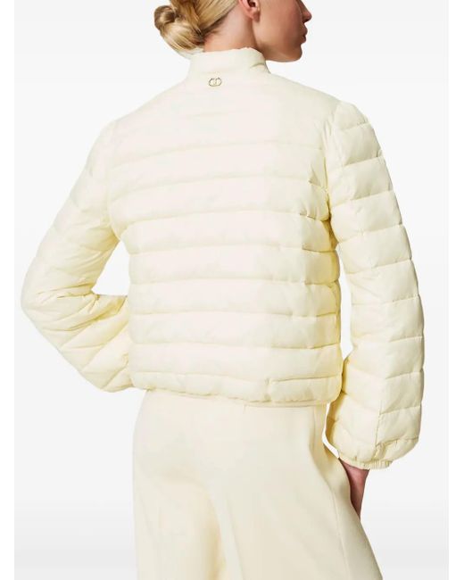 Twinset White Logo-Buttons Puffer Jacket
