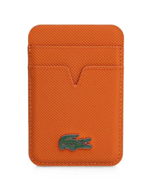Lacoste Orange Logo-Plaque Textured Card Holder