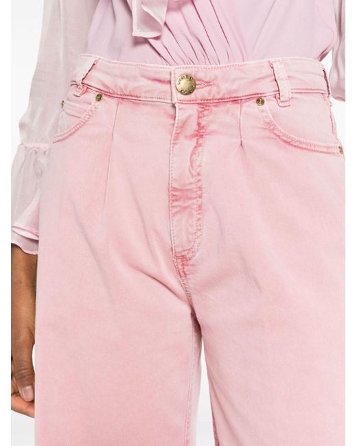 Pinko Pink Wide-Leg-Jeans aus Gabardine