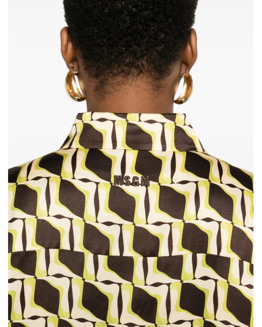 MSGM Natural Geometric-Print Shirt