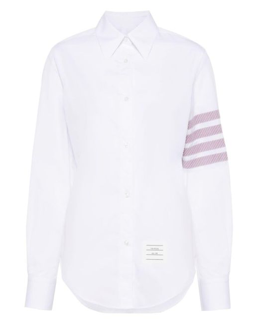 Thom Browne White Popeline-Hemd mit Streifen