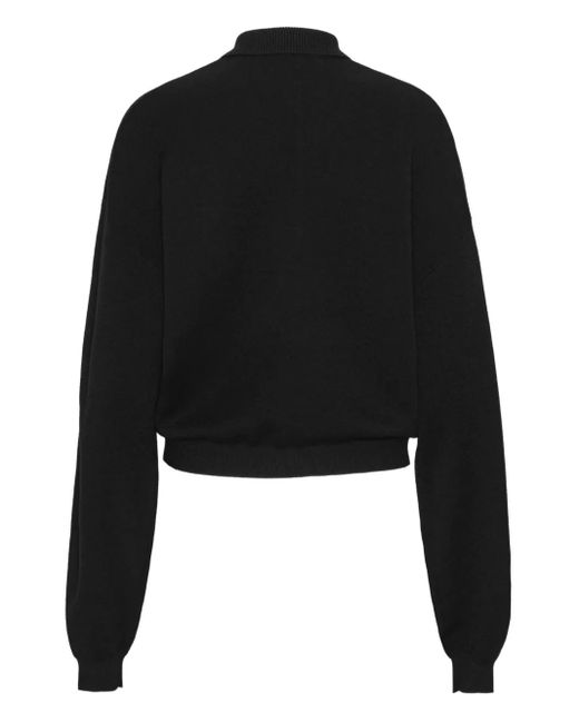 ROTATE BIRGER CHRISTENSEN Black Long-Sleeve Polo Shirt