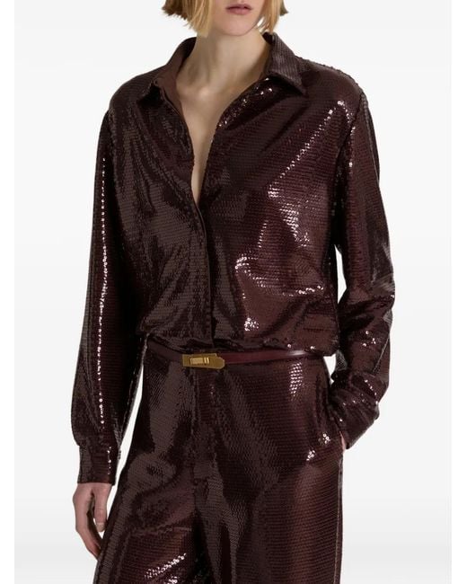 Alberta Ferretti Purple Sequin Shirt