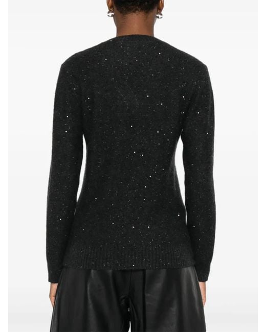 Fabiana Filippi Black Sequin-Embellished V-Neck Sweater