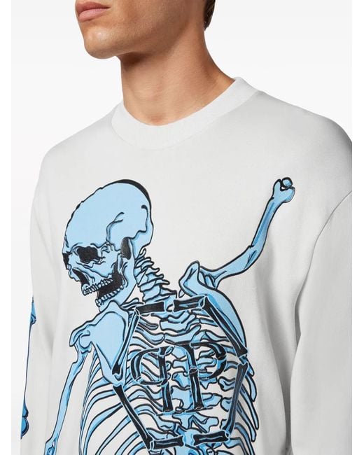Felpa Con Stampa di Philipp Plein in Blue da Uomo
