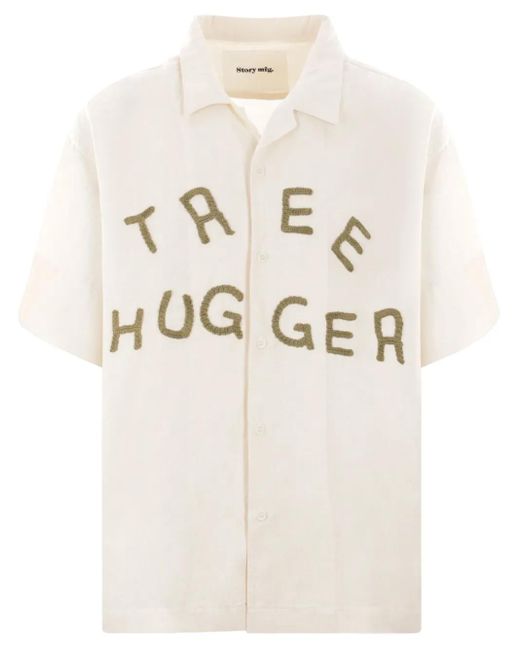 STORY mfg. Natural Greetings Appliqué-Lettering Shirt for men