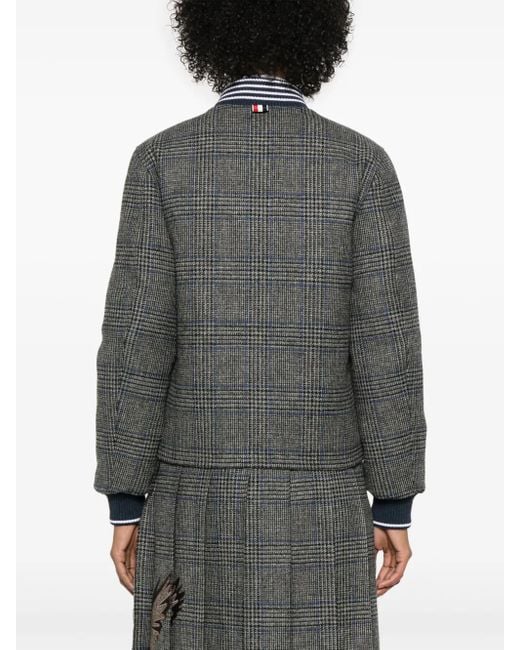 Thom Browne Gray Tweed-Bomberjacke Mit Prince Of Wales-Karo