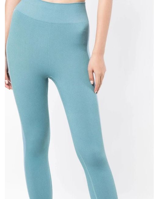 The Upside Blue Seamless Striped Performance Leggings