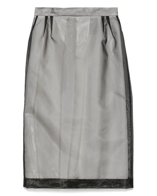 ALAINPAUL Gray Silk Midi Skirt