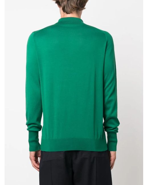 John Smedley Green Finchley Long-Sleeved Polo Shirt