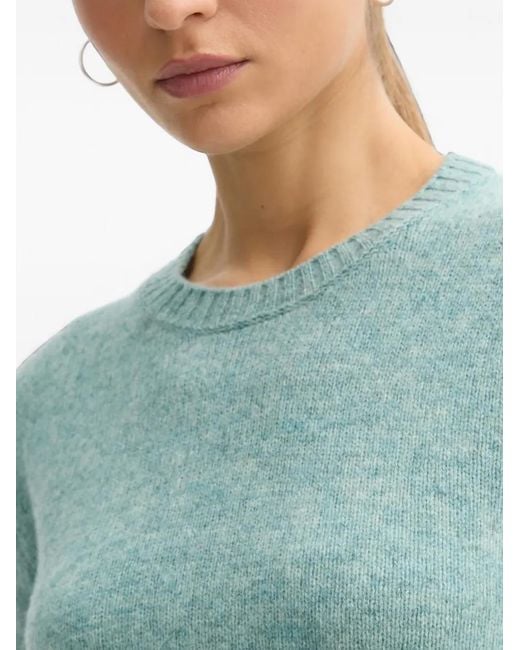 Benetton Blue Crew-Neck Ribbed-Trim Sweater