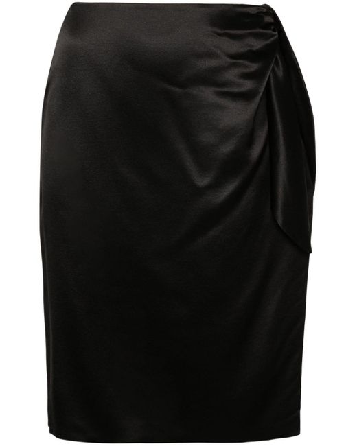 Saint Laurent Knot-detailing Silk Skirt Black