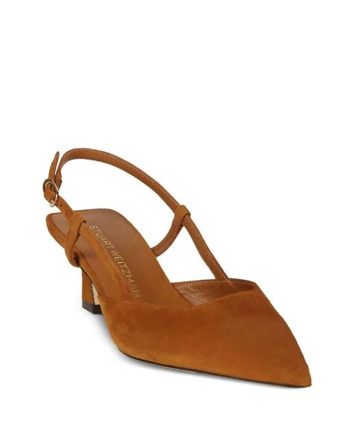 Stuart Weitzman Brown Slingback Suede Pumps