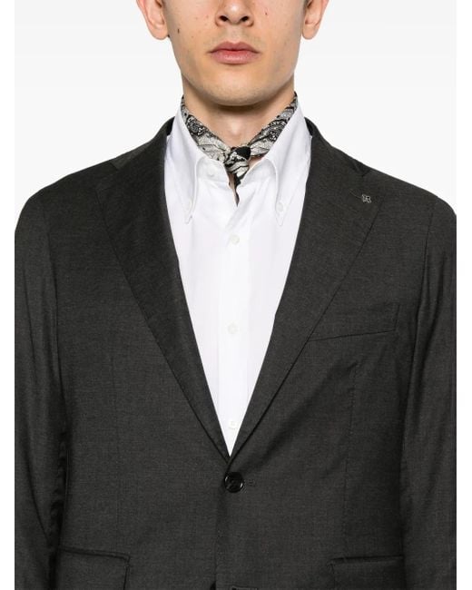 Tagliatore Black Notched-Lapels Single-Breasted Suit for men