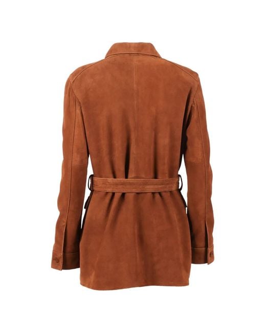 Schott Nyc Brown Belted Suede Jacket for men