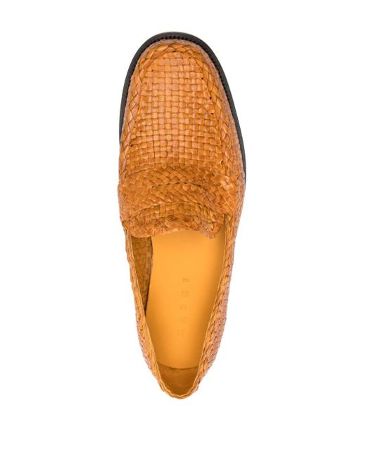 Mocassins en cuir à design tressé Marni pour homme en coloris Orange
