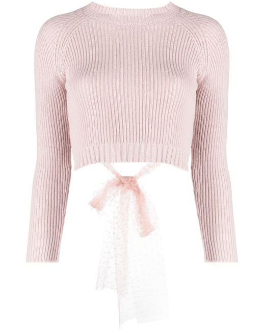 RED Valentino Bow-embellished Cropped Jumper in het Pink