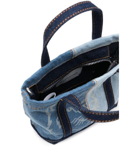 Maison Kitsuné Blue Fox Head Denim Tote Bag