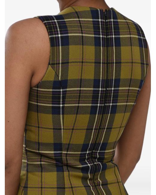 Off-White c/o Virgil Abloh Green Tartan-Print Mini Dress