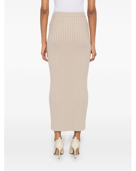 Max Mara Natural Seta Ribbed-Knit Midi Skirt