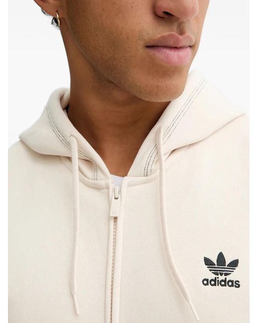 Adidas Natural Contrast-Stitch Zip-Up Hoodie for men