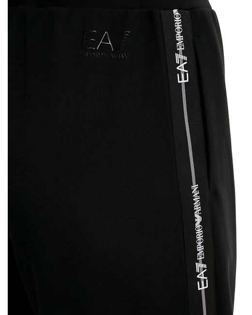 EA7 Black Logo-Stripe Track Pants