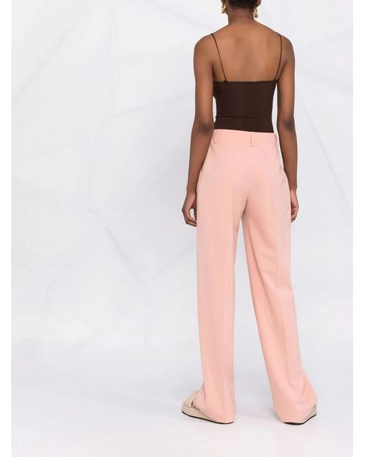 Alberta Ferretti Pink High-Waisted Wide-Leg Trousers