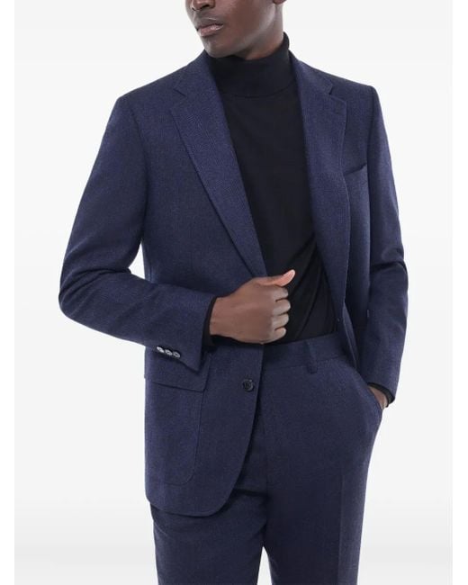 Fursac Blue Patch-Pocketed Wool-Blend Blazer for men