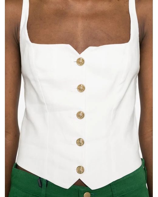 Alice + Olivia White Button Tank Top