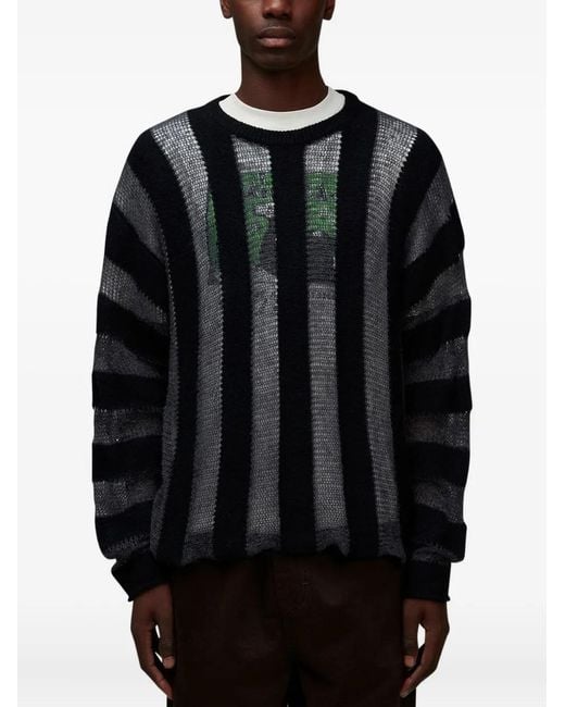 Brain Dead Black Fuzzy Threadbare Sweater for men