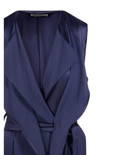 Victoria Beckham Blue Sybil Belted V-Neck Midi Dress