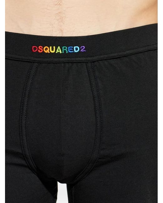 DSquared² Black Logo-Embroidered Boxers for men