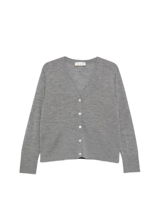 Max Mara Gray Canditi V-Neck Button-Up Cardigan