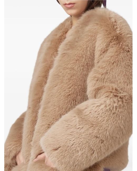 GIUSEPPE DI MORABITO Natural Faux-Fur Open-Front Long-Sleeve Coat