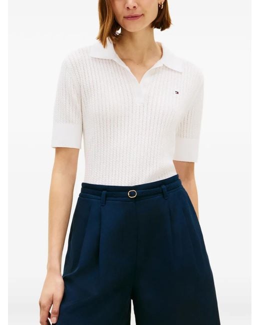 Tommy Hilfiger White Logo-Detail Polo Shirt