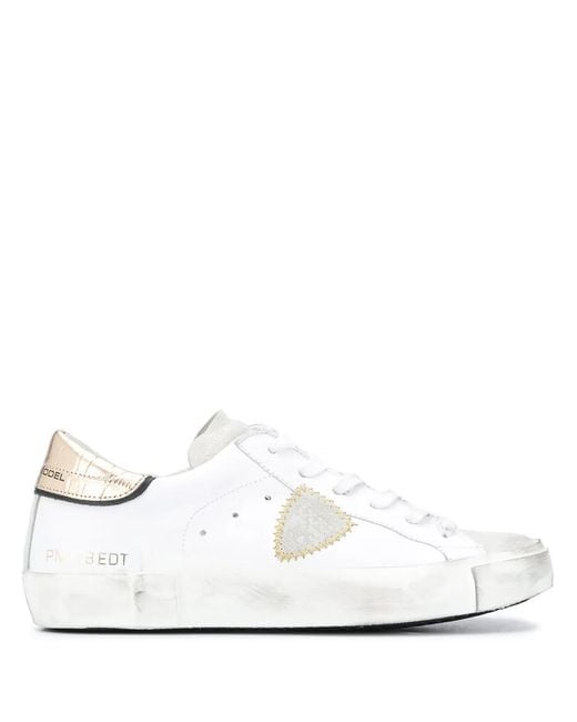 Philippe Model White Contrasting Croc-Effect Sneakers