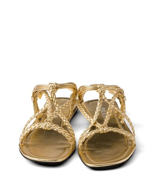 Prada Metallic Flat Mordoré Nappa Leather Sandals