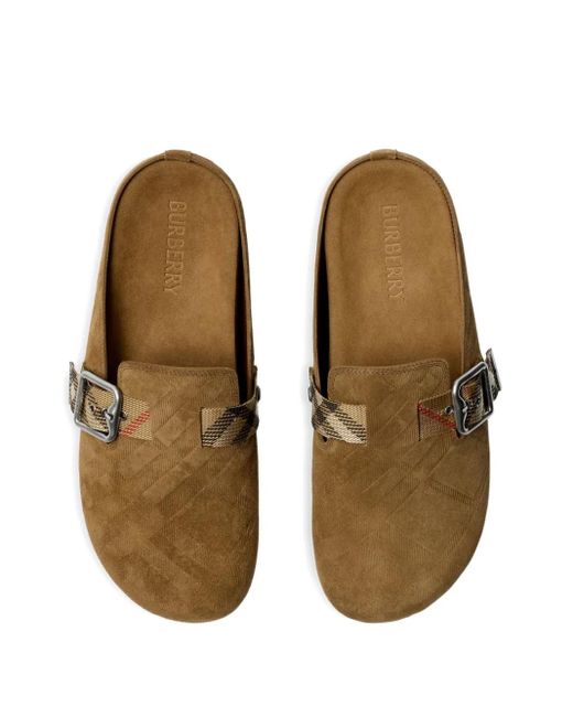 Burberry Brown Check Suede Urchin Clogs