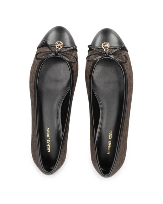 Michael Kors Black Piper Flex Logo-Print Bow-Detail Ballet Flats