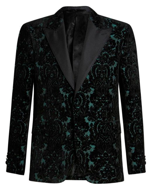 Etro Black Brocade Velvet Blazer for men
