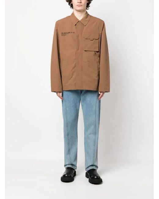 Helmut Lang Brown Logo-Print Utility Jacket for men