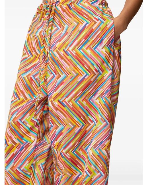 Missoni Multicolor Printed Cotton And Silk Blend Trousers With Drawstring